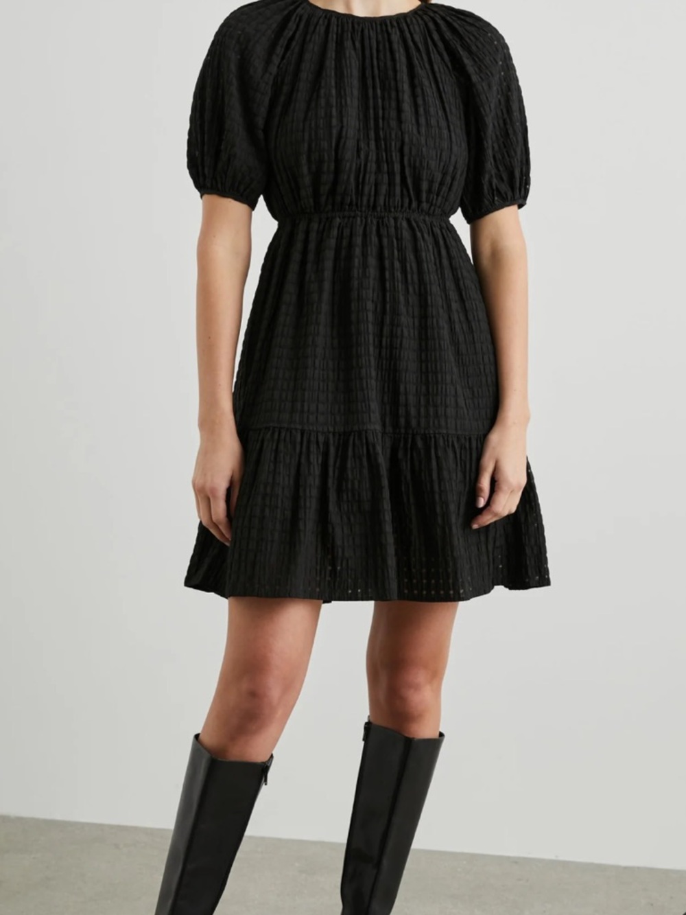 Rails Khloe Seersucker Puff-Sleeve Mini Dress